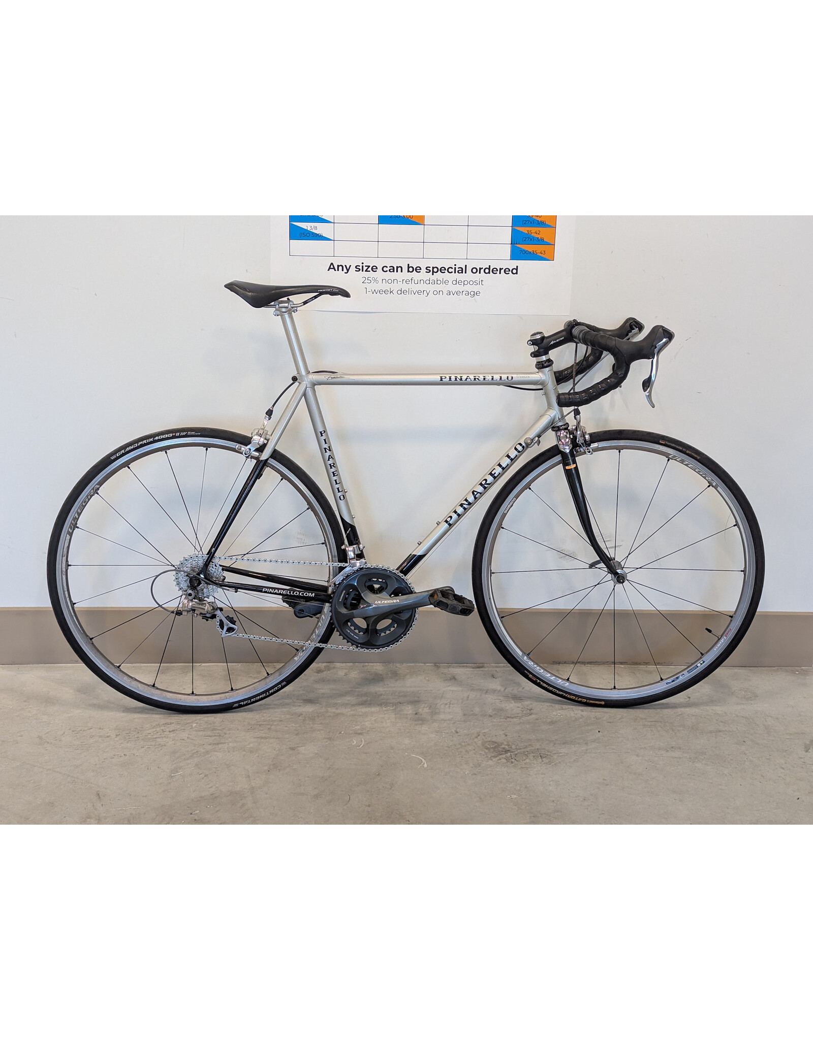 Classic Pinarello Vuelta, 1990's, 56cm (22"), Silver & Black