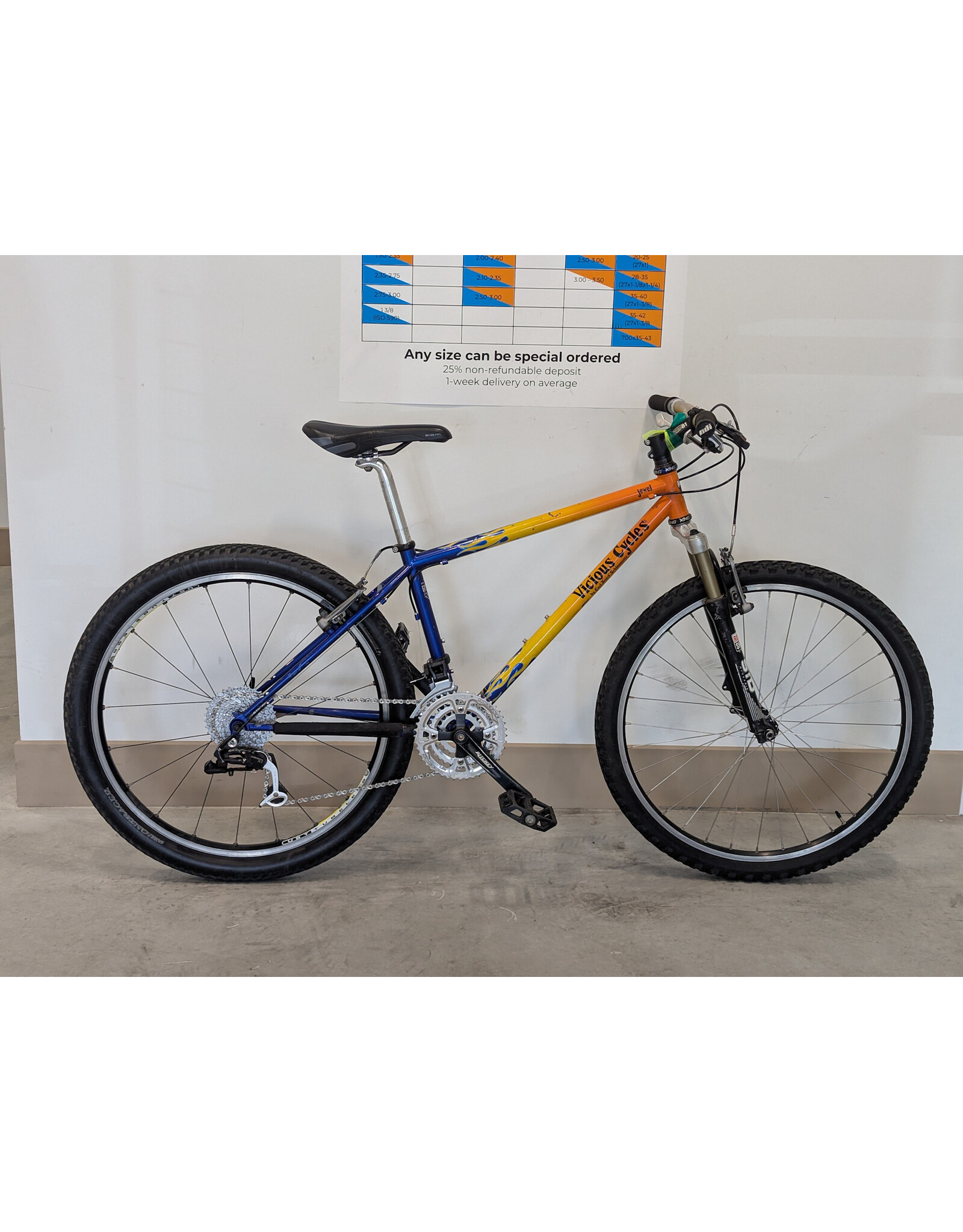 Vicious Cycles Jewel MTB, Orange & Blue Flame, 15 Inch