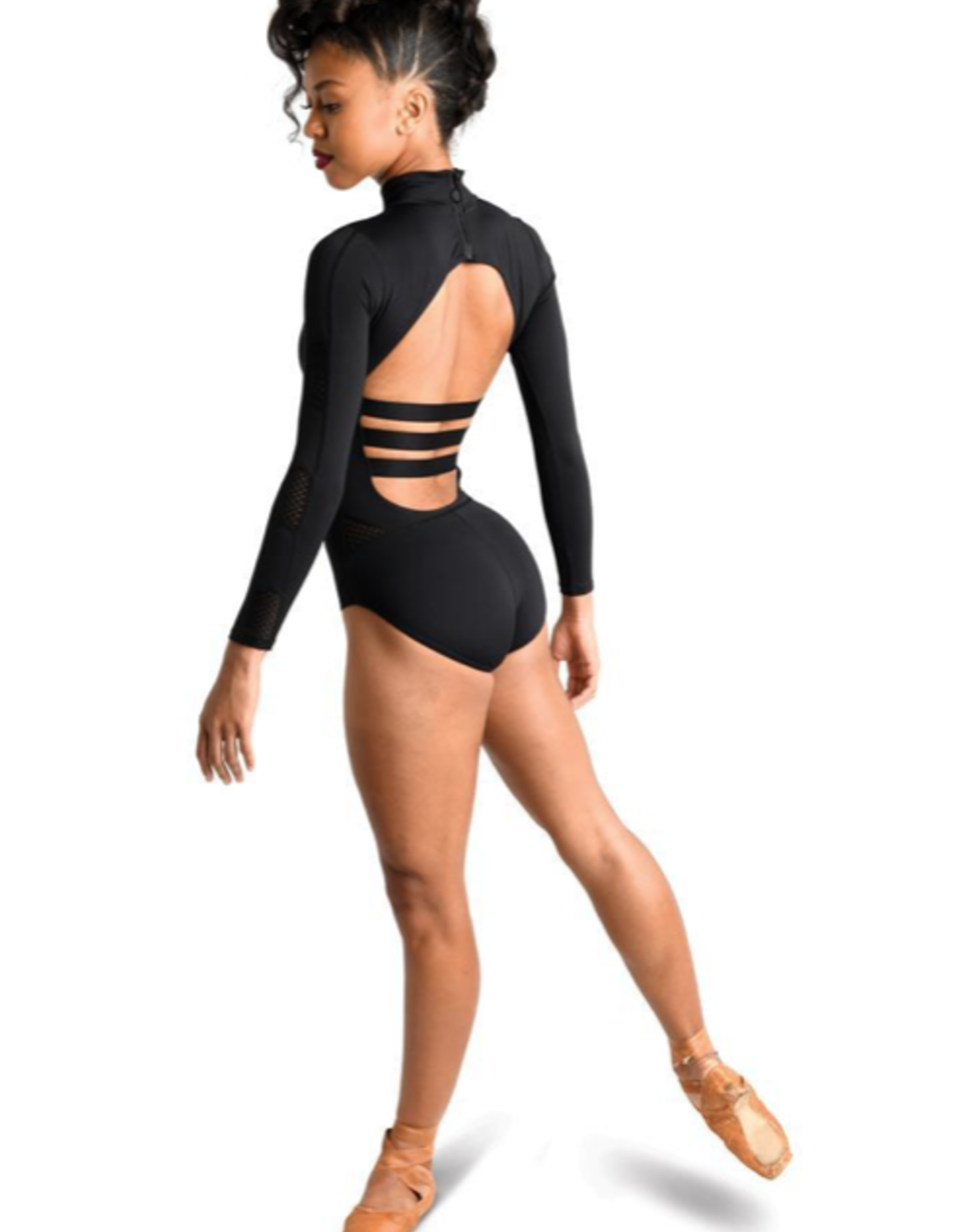 MESH BLOCKED LONG SLEEVE LEOTARD (19125A) - DANZ