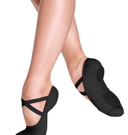 SO DANCA FULLY ELASTICEZ CANVAS SPLIT SOLE BALLET SLIPPERS BLACK (SD16)