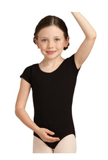 CAPEZIO MAILLOT CLASSIQUE ENFANT  MANCHES COURTES EN COTTON NOIR (CC400C)