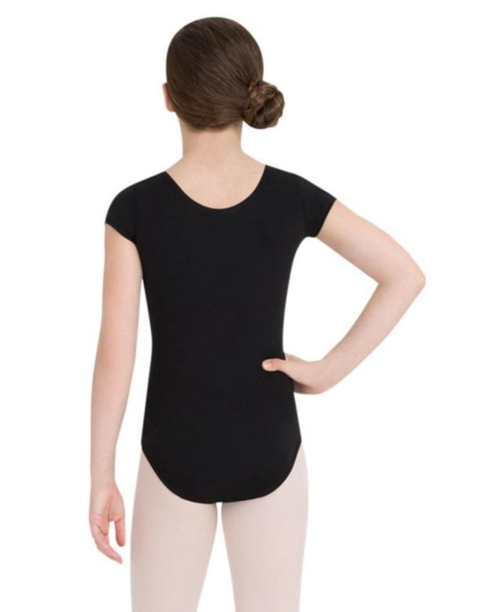 CAPEZIO MAILLOT CLASSIQUE ENFANT  MANCHES COURTES EN COTTON NOIR (CC400C)