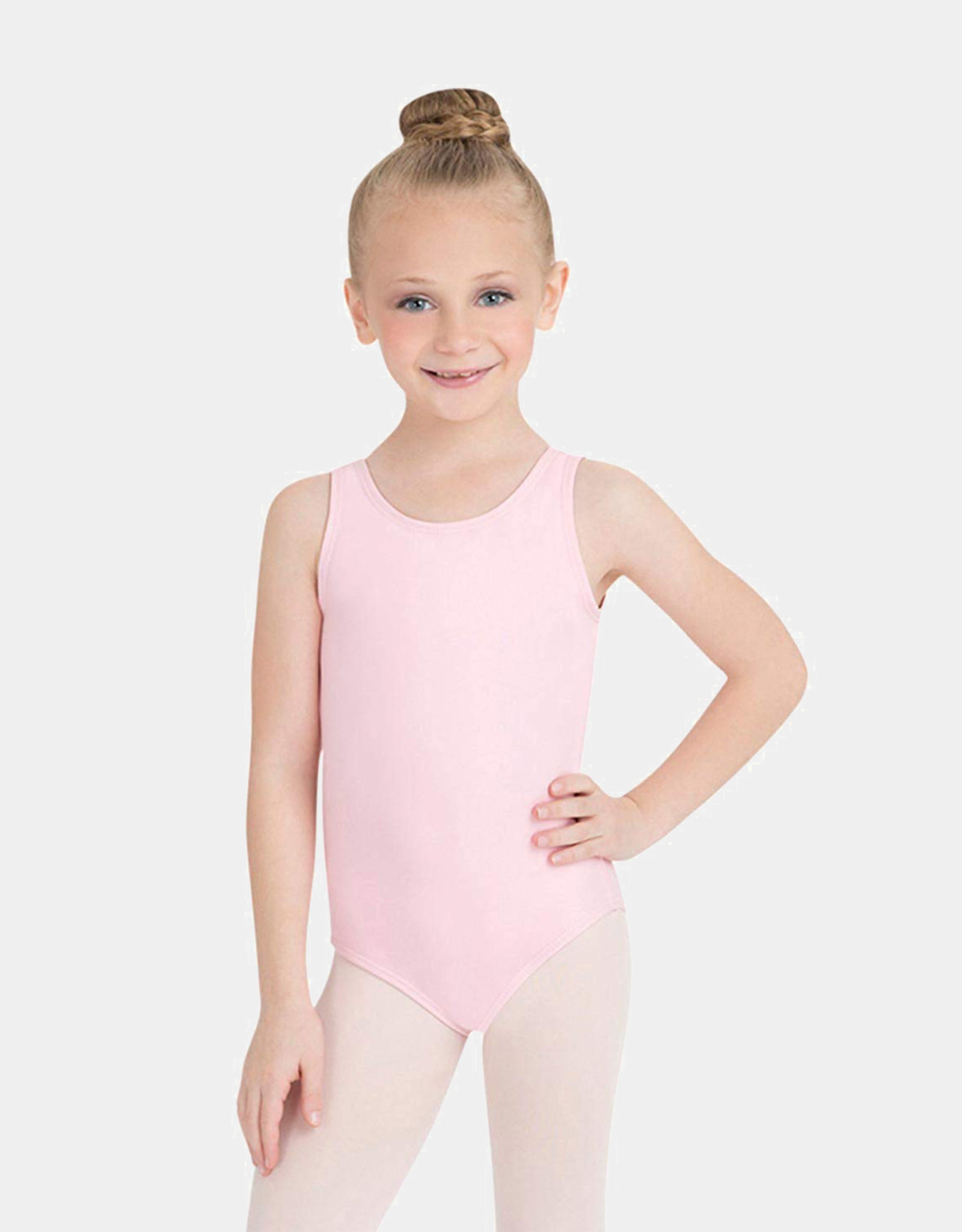 CAPEZIO MAILLOT CLASSIQUE ENFANT A COL ROND ET BRETELLES LARGES ROSE (CC201C)