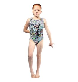 MONDOR SLEEVELESS GYM LEOTARD FOR ADULTS (7822A) FLOWER POWER (FP) SMALL ADULTE