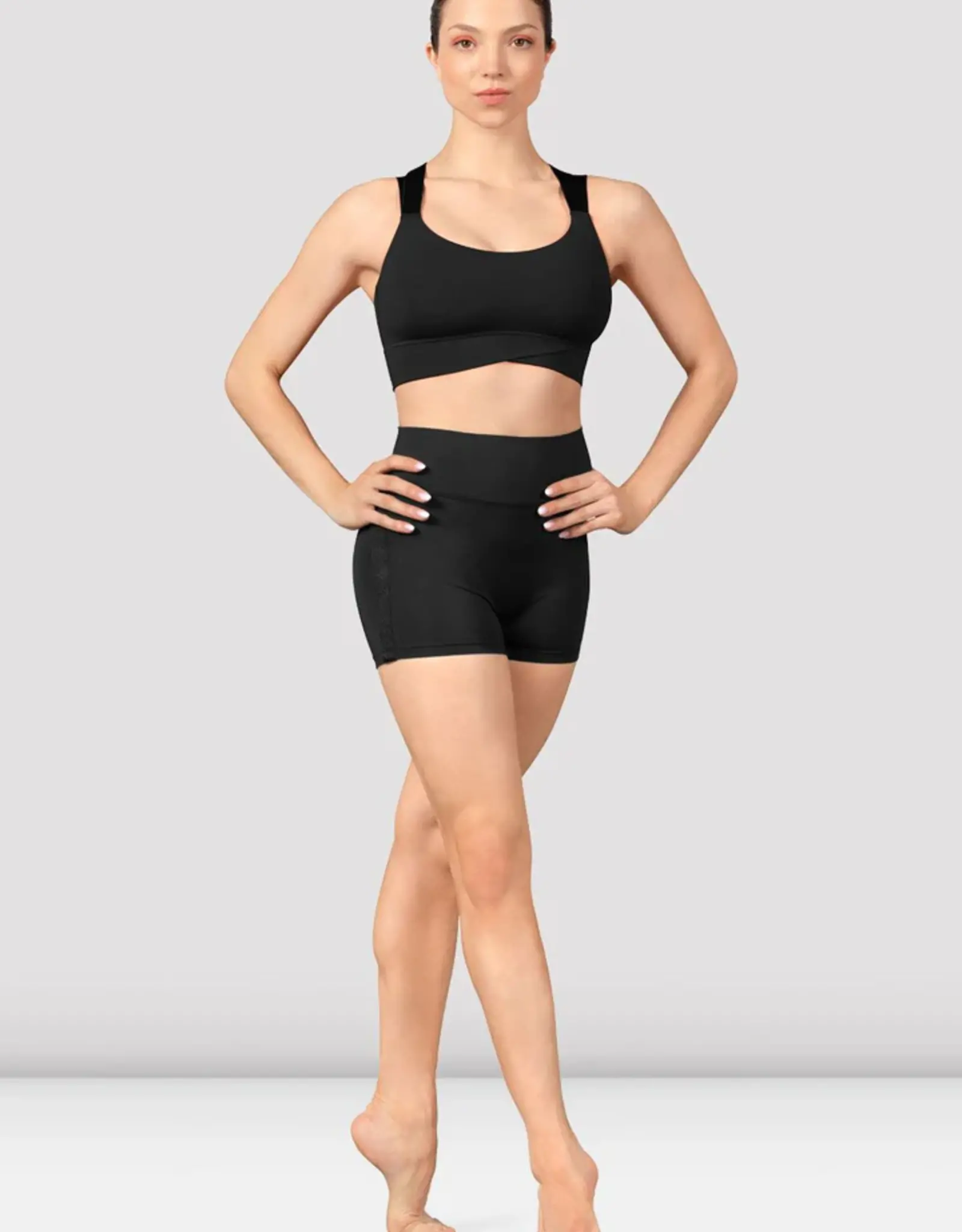MIRELLA SHINY ELASTIC  CROSS-BACK CROP TOP (M749L)