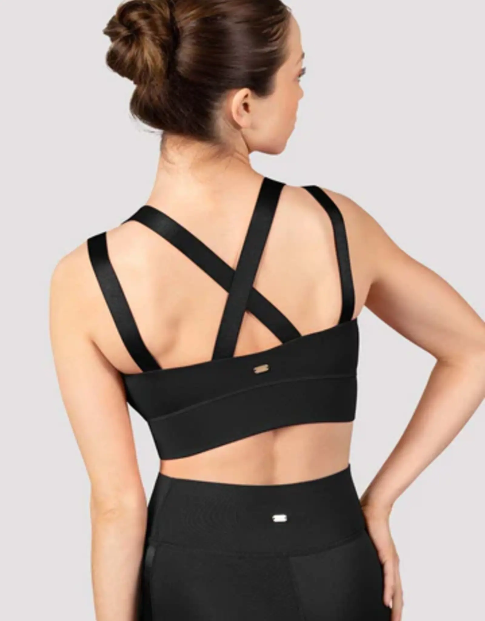 MIRELLA SHINY ELASTIC  CROSS-BACK CROP TOP (M749L)