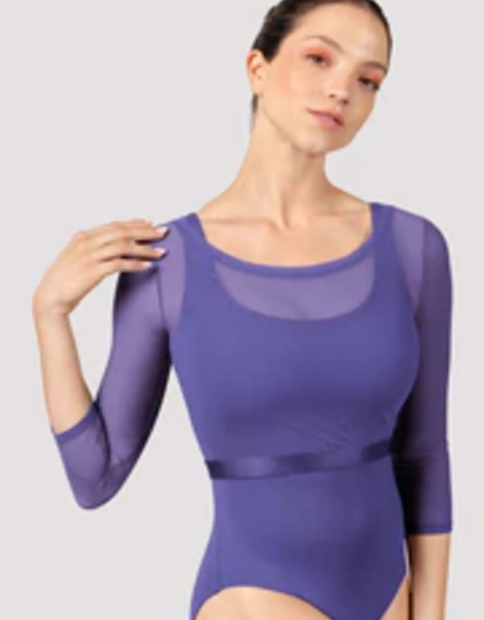 MIRELLA 3/4 SLEEVE MESH TOP WITH SHINY ELASTIC WAISTBAND  (M7064L)