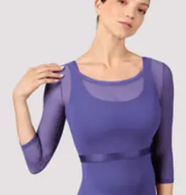 MIRELLA 3/4 SLEEVE MESH TOP WITH SHINY ELASTIC WAISTBAND  (M7064L)