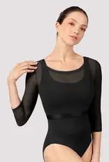 MIRELLA 3/4 SLEEVE MESH TOP WITH SHINY ELASTIC WAISTBAND  (M7064L)