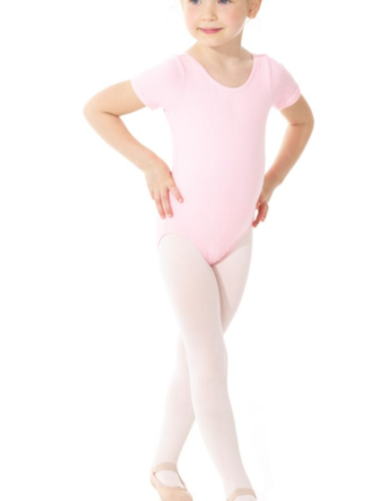 MONDOR COTTON CLASSICS SHORT SLEEVES LEOTARD TRUE PINK FOR CHILDREN (40035)