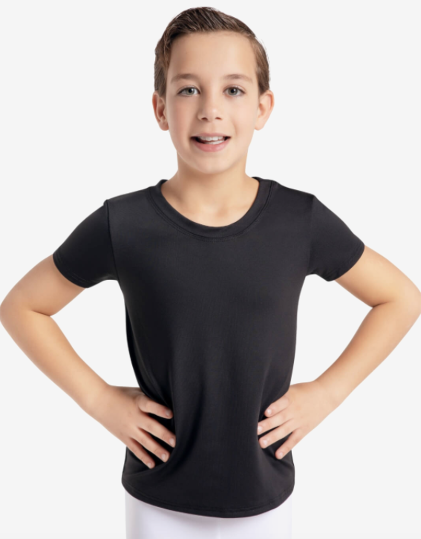 CAPEZIO T-SHIRT  À COL ROND NOIR POUR GARÇON DE LA COLLECTION STUDIO PAR CAPEZIO (SE1061B)