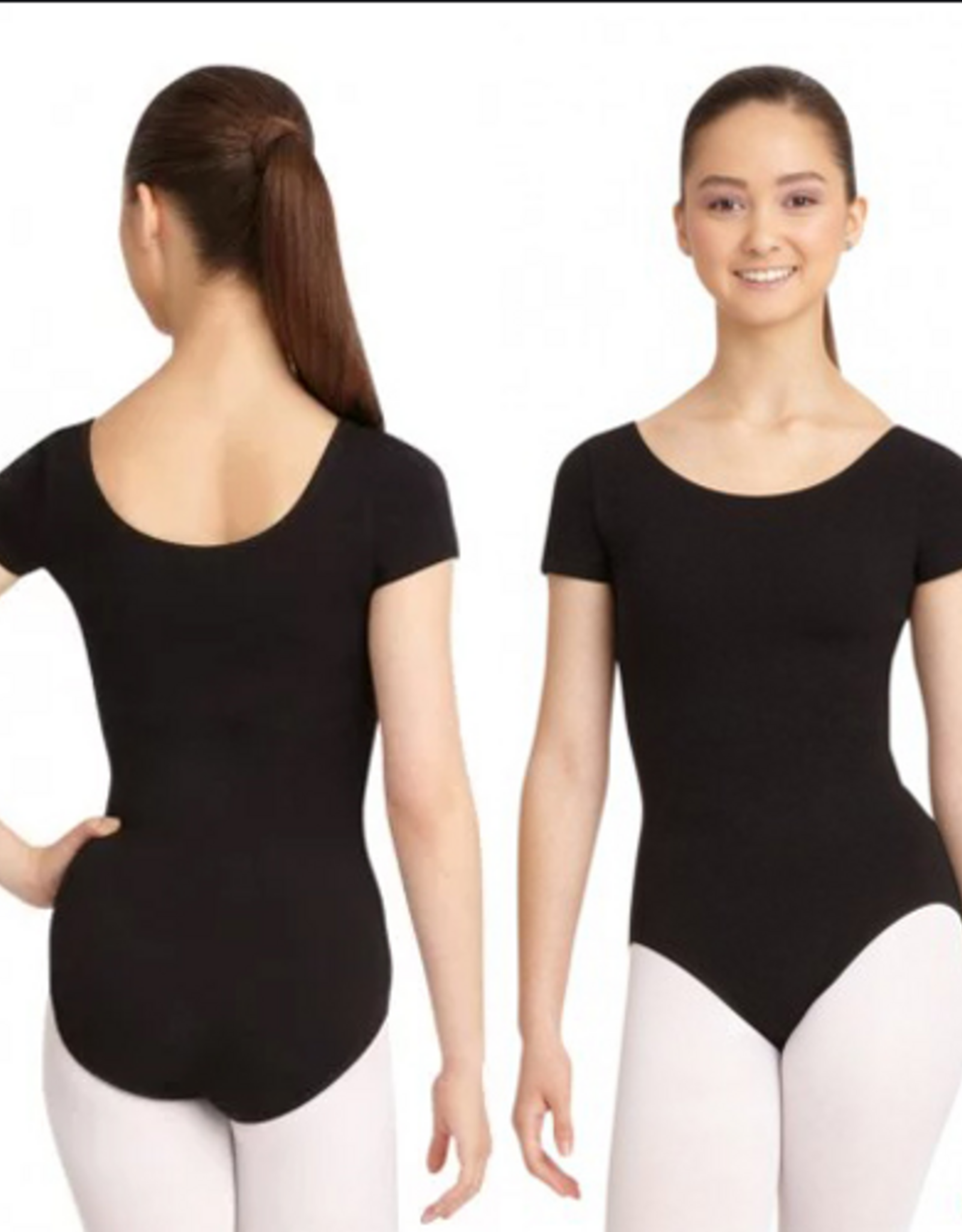 CAPEZIO WOMEN'S CLASSIC COTTON SHORT SLEEVE LEOTARD BLACK (CC400)