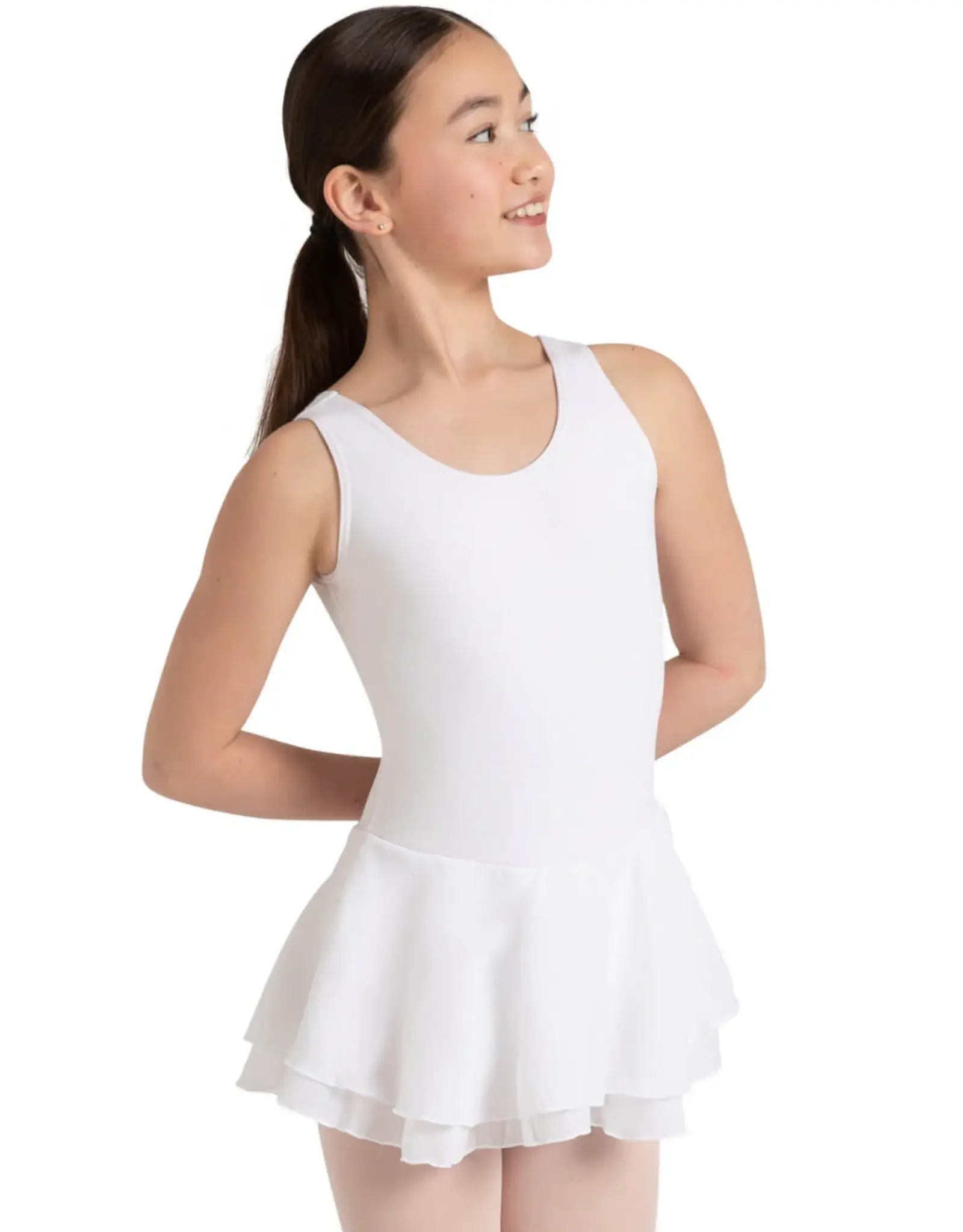 KENT DOUBLE LAYERED SKIRT TANK DRESS (CC877C) WHITE (WHT)