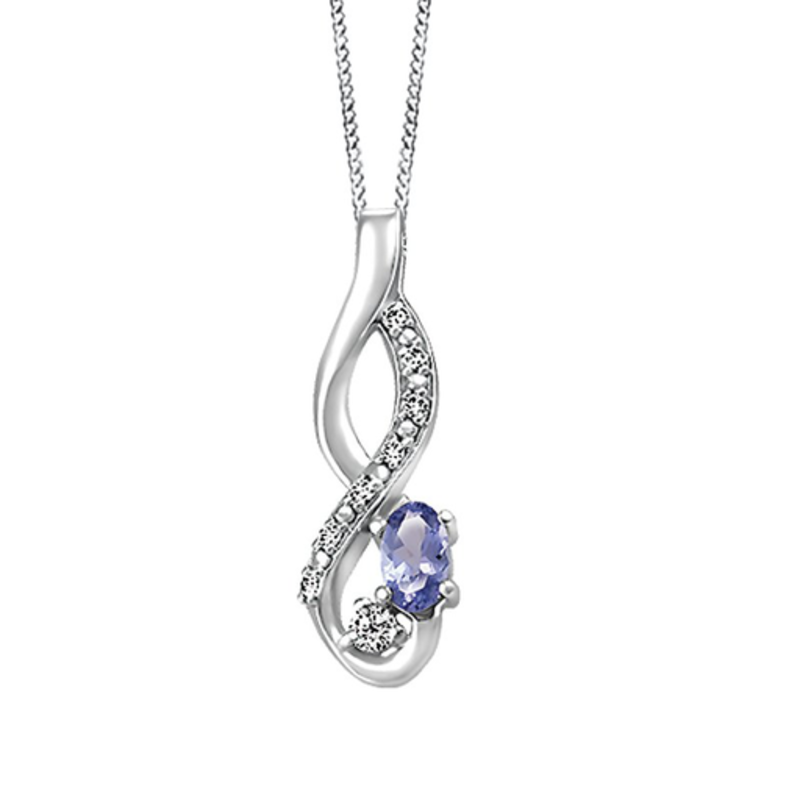 10k White Gold Tanzanite Pendant With Diamond And Canadian - Tanzanite Pendant White Gold
