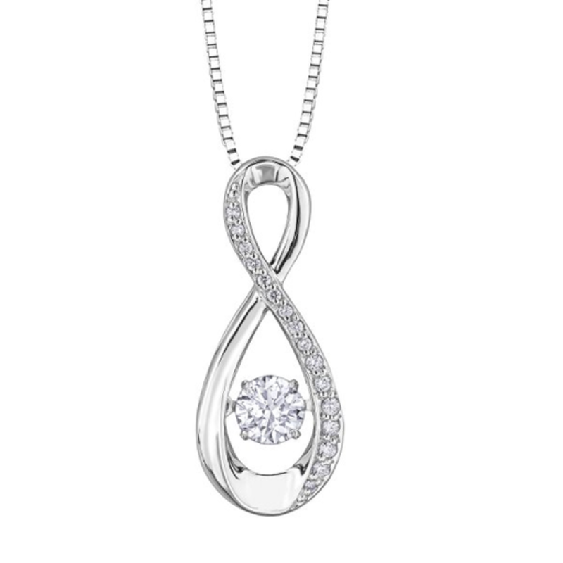 10k White Gold 0 30ct Dancing Diamond Infinity Pendant - 10k White Gold Necklace And Pendant
