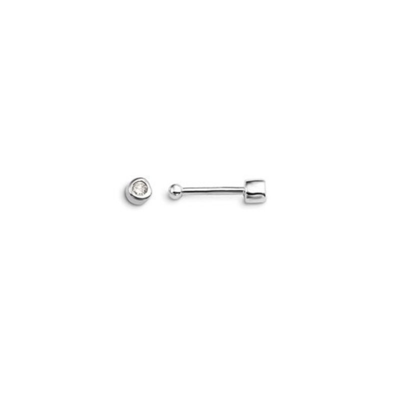 14k White Gold Diamond Bezel Set Nose Stud