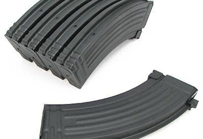 King Arms AK47 140 Round Metal Midcap Magazines 5 Pack