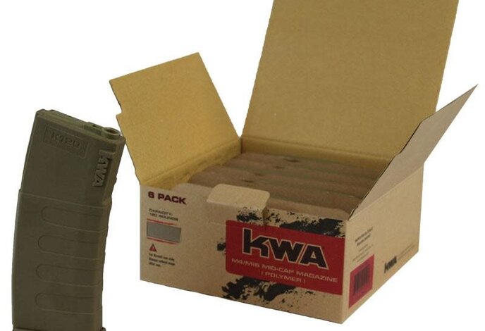 KWA KM4 K120 Mid-Cap Magazine 6-Pack, Flat Dark Earth