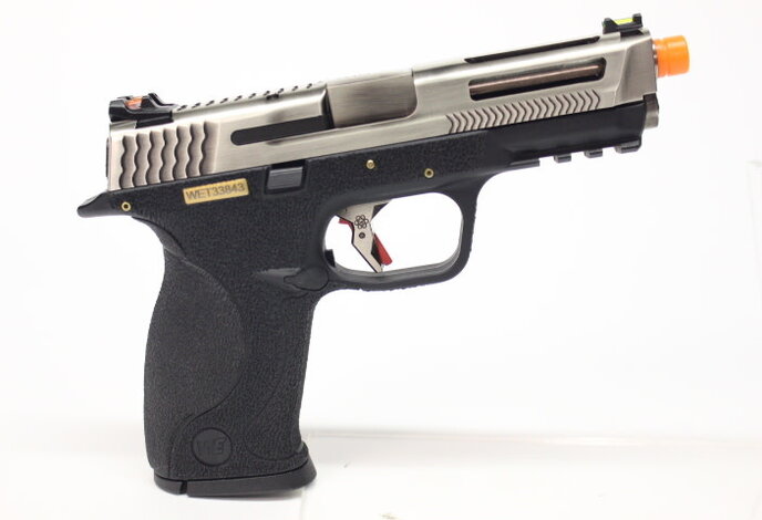 WE-Tech MP4 5.0 Custom Silver Barrel Gas Blowback Airsoft Pistol