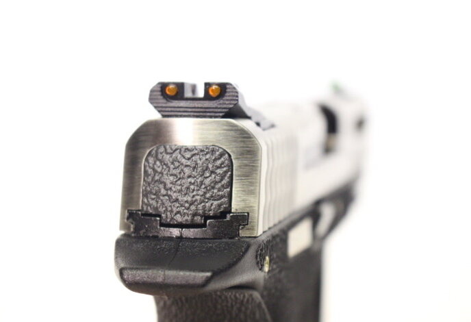 WE-Tech MP4 5.0 Custom Silver Barrel Gas Blowback Airsoft Pistol