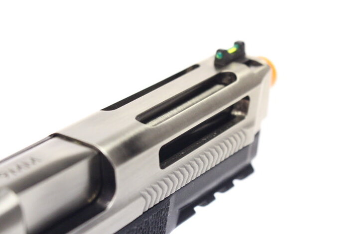 WE-Tech MP4 5.0 Custom Silver Barrel Gas Blowback Airsoft Pistol