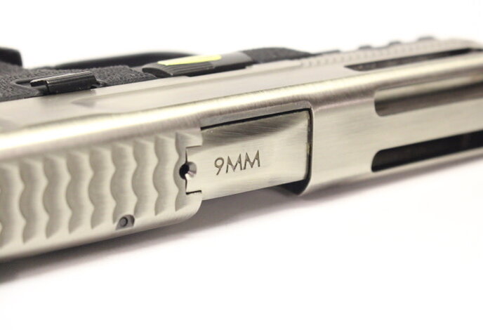 WE-Tech MP4 5.0 Custom Silver Barrel Gas Blowback Airsoft Pistol