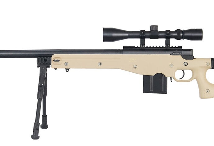 WELL MB4403 L96 Bolt Action Spring Sniper Rifle with Fluted Barrel and Folding Stock
