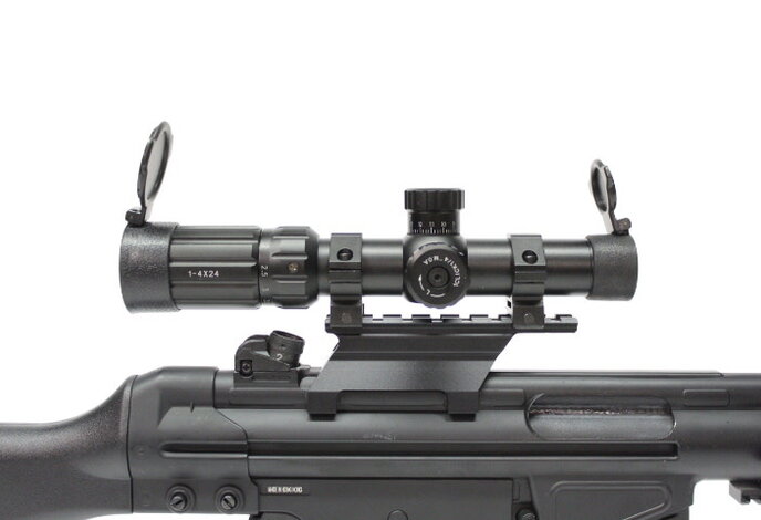 Aimsports Raptor 1-4X24 Rangefinding Reticle red/green Scope with Rings