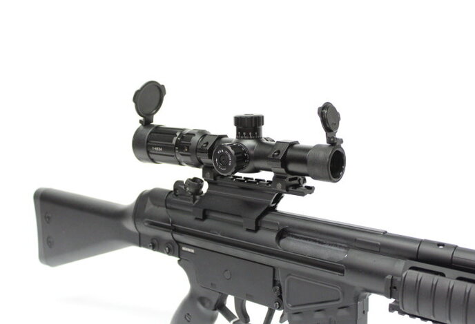 Aimsports Raptor 1-4X24 Rangefinding Reticle red/green Scope with Rings