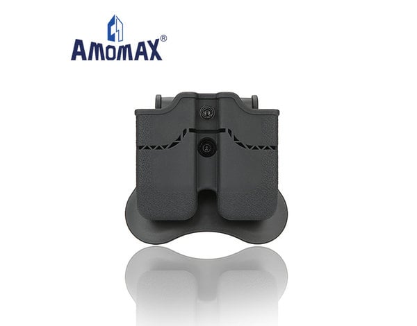 Amomax Amomax Hardshell Double Magazine Pouch 1911 Single Stack Magazines, Black