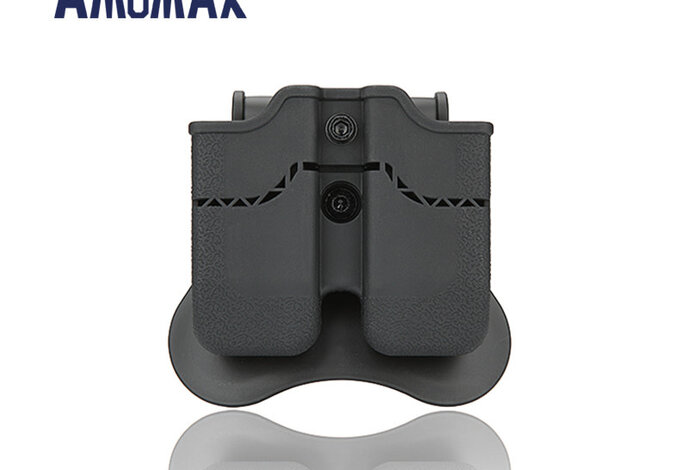 Amomax Hardshell Double Magazine Pouch 1911 Single Stack Magazines, Black