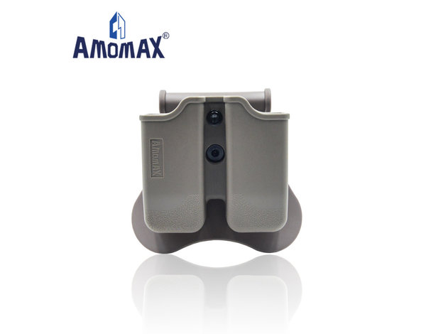 Amomax Amomax Hardshell Double Magazine Pouch 1911 Single Stack Magazines, Flat Dark Earth