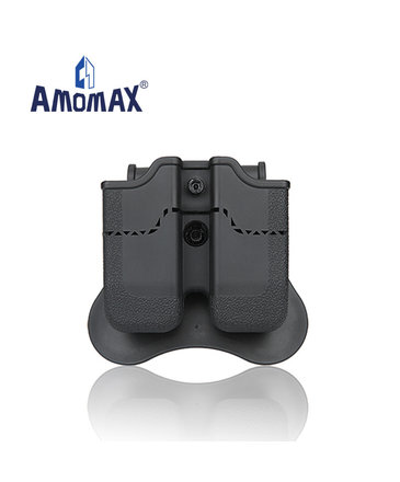 Amomax Amomax Hardshell Dbl Mag Pouch 9mm, BLK