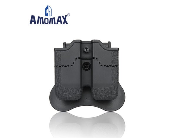 Amomax Amomax Hardshell Double Magazine Pouch for 9mm Magazines, Black