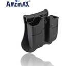 Amomax Hardshell Double Magazine Pouch for 9mm Magazines, Black