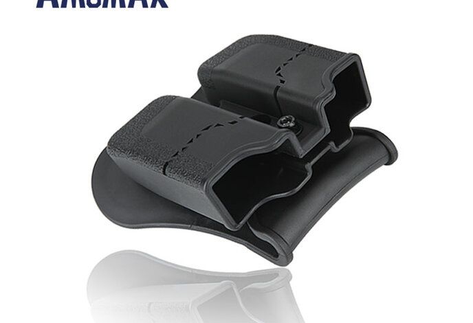 Amomax Hardshell Double Magazine Pouch for 9mm Magazines, Black