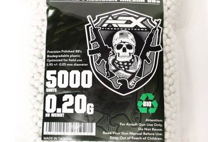AEX 0.20g 5000ct 6mm Biodegradable Airsoft BBs