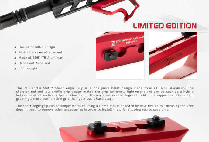 PTS Fortis Shift Short Angle Grip MLOK Red Ltd Edition