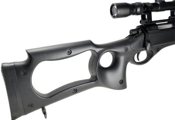 WELL MB10 VSR10 Bolt Action Spring Sniper Rifle with Fixed Stock and Fluted Barrel