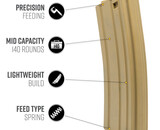 Valken SMAG MCAP 140rd Midcap Electric M4 M16 Magazine, 5-Pack