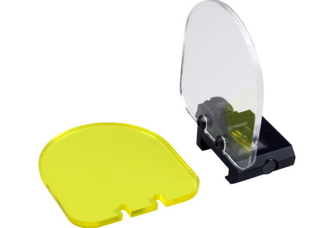 Aimsports Rail Mounted Scope Lens Shield for sights/optics, clear + yellow