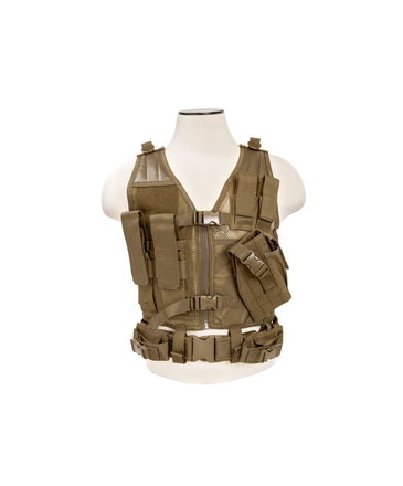 NcStar NcStar Cross Draw Tactical Vest, XS/SM, Tan