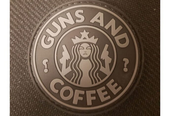DDT Guns and Coffee Morale Patch Subdued Black