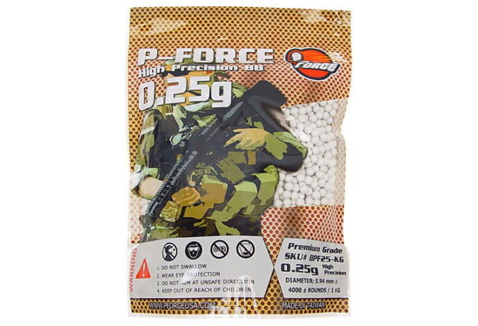 P-Force 0.25g Super Premium BBs 1kg / 4,000ct White