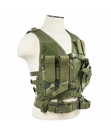 NcStar NcStar Cross Draw Tactical Vest, XS/SM, Woodland Camo