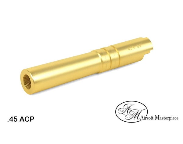 Airsoft Masterpiece Airsoft Masterpiece Hi Capa 4.3 .45 ACP Threaded Fixed STEEL Outer Barrel Gold