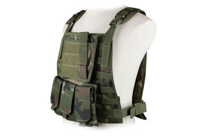 WoSport MOLLE Plate Carrier with Triple M4 Magazine Pouch and Admin Panel