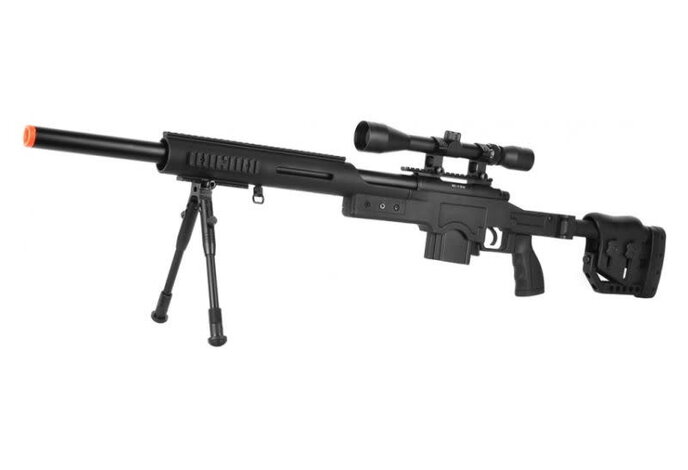 WELL MB4410 M24 Rifle w/ Scope+Bipod Black