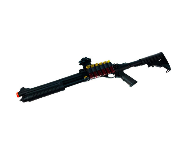 Golden Eagle Golden Eagle sliding stock, full metal tri-burst spring shotgun w/shell holder and 6 shells