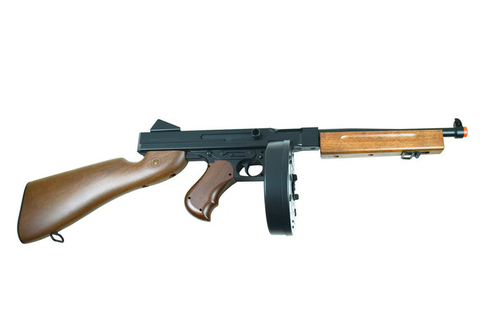 Well Thompson M1A1 electric rifle w/battery, charger, and drum magazine